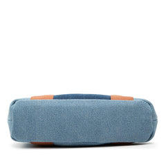 クロエ ロゴ ハンドバッグ ショルダーバッグ 2WAY ブルー ブラウン デニム レザー レディース Chloe 【中古】