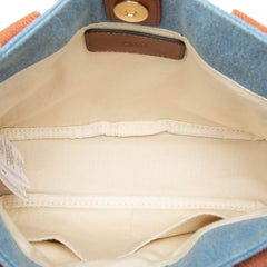 クロエ ロゴ ハンドバッグ ショルダーバッグ 2WAY ブルー ブラウン デニム レザー レディース Chloe 【中古】