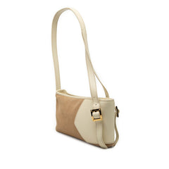 ロエベ アナグラム ショルダーバッグ ワンショルダー ベージュ ホワイト スウェード レザー レディース LOEWE 【中古】