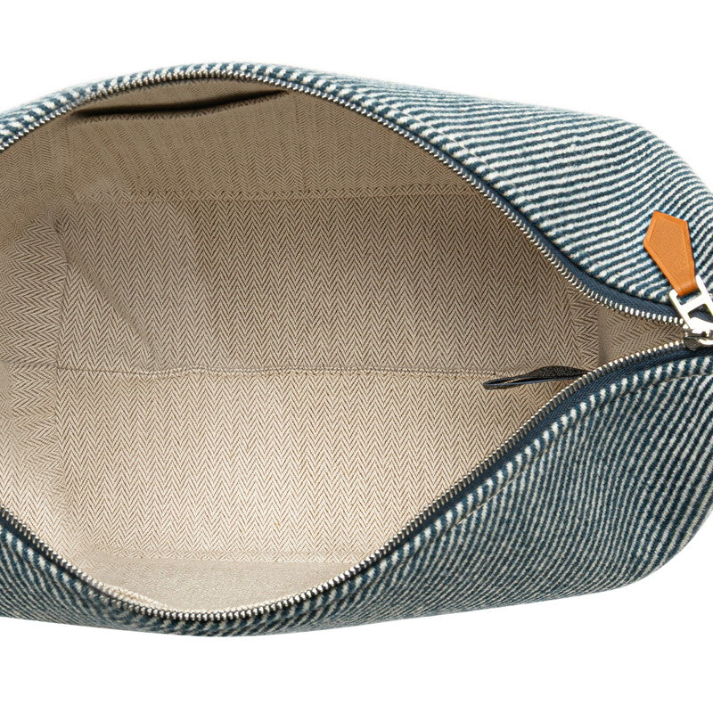 エルメス ブリッド ア ブラックPM ハンドバッグ ブルーアビス グリーン コットン レディース HERMES 【中古】