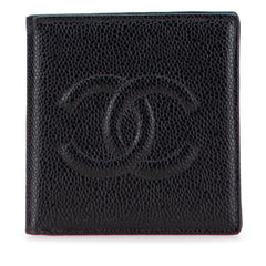 シャネル ココマーク 二つ折り財布 ブラック キャビアスキン レディース CHANEL 【中古】