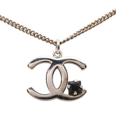 シャネル ココマーク ネックレス シルバー ブラック メタル カラーストーン レディース CHANEL 【中古】