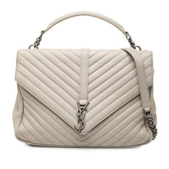 サンローラン クラシック モノグラム ハンドバッグ チェーンショルダーバッグ 2WAY 392738 グレー レザー レディース SAINT LAURENT 【中古】