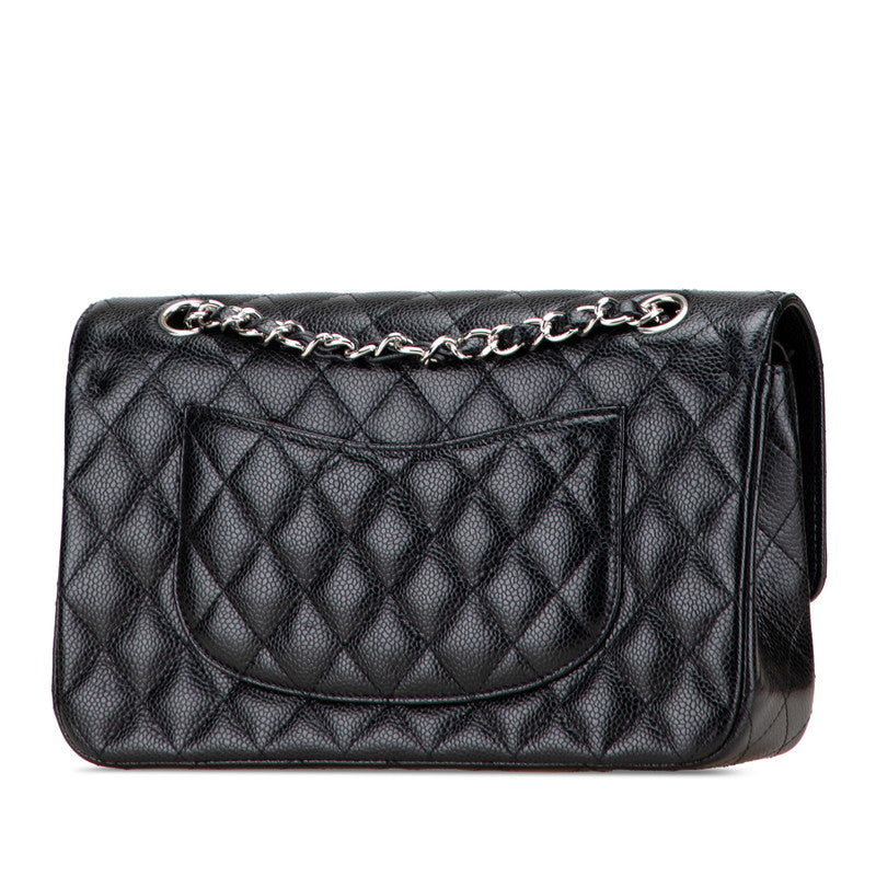 シャネル マトラッセ25 ダブルフラップ ココマーク チェーン ショルダーバッグ ブラック キャビアスキン レディース CHANEL 【中古】