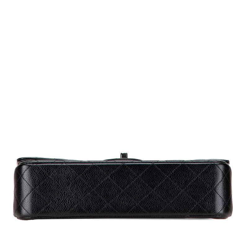 シャネル マトラッセ25 ダブルフラップ ココマーク チェーン ショルダーバッグ ブラック キャビアスキン レディース CHANEL 【中古】