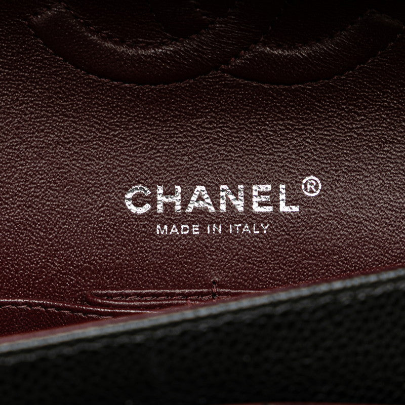 シャネル マトラッセ25 ダブルフラップ ココマーク チェーン ショルダーバッグ ブラック キャビアスキン レディース CHANEL 【中古】