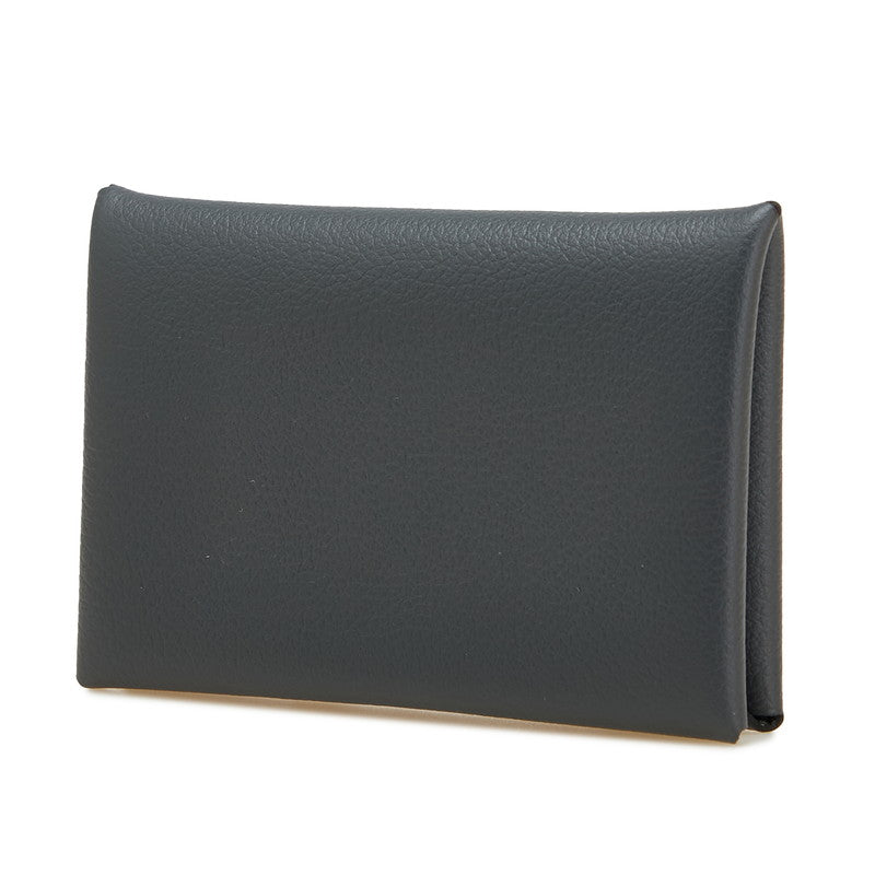エルメス カルヴィ コインケース カードケース 名刺入れ グレー ヴォーエプソン レディース HERMES 【中古】
