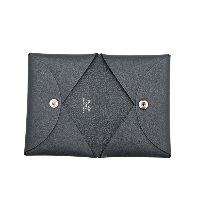 エルメス カルヴィ コインケース カードケース 名刺入れ グレー ヴォーエプソン レディース HERMES 【中古】