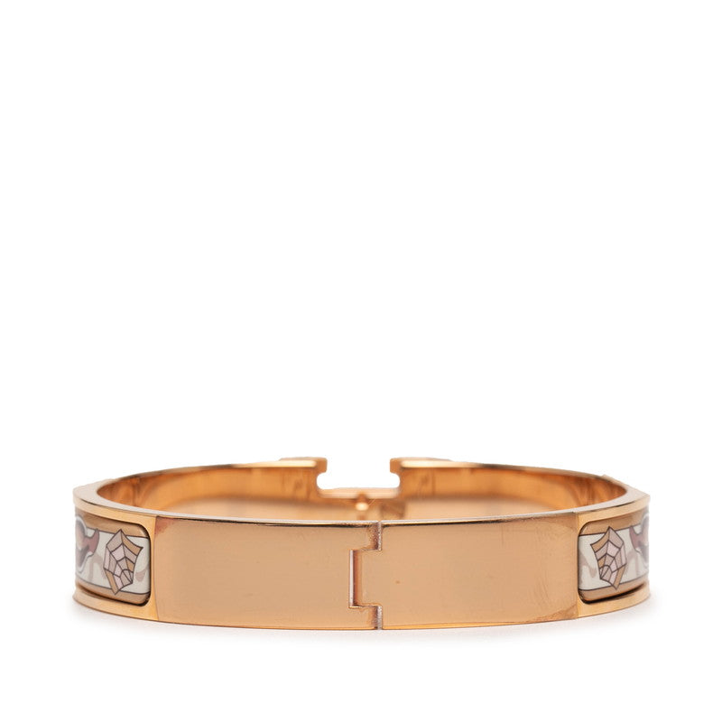 エルメス クリックH 貝殻 モチーフ バングル ピンクゴールド ホワイト マルチカラー メッキ レディース HERMES 【中古】