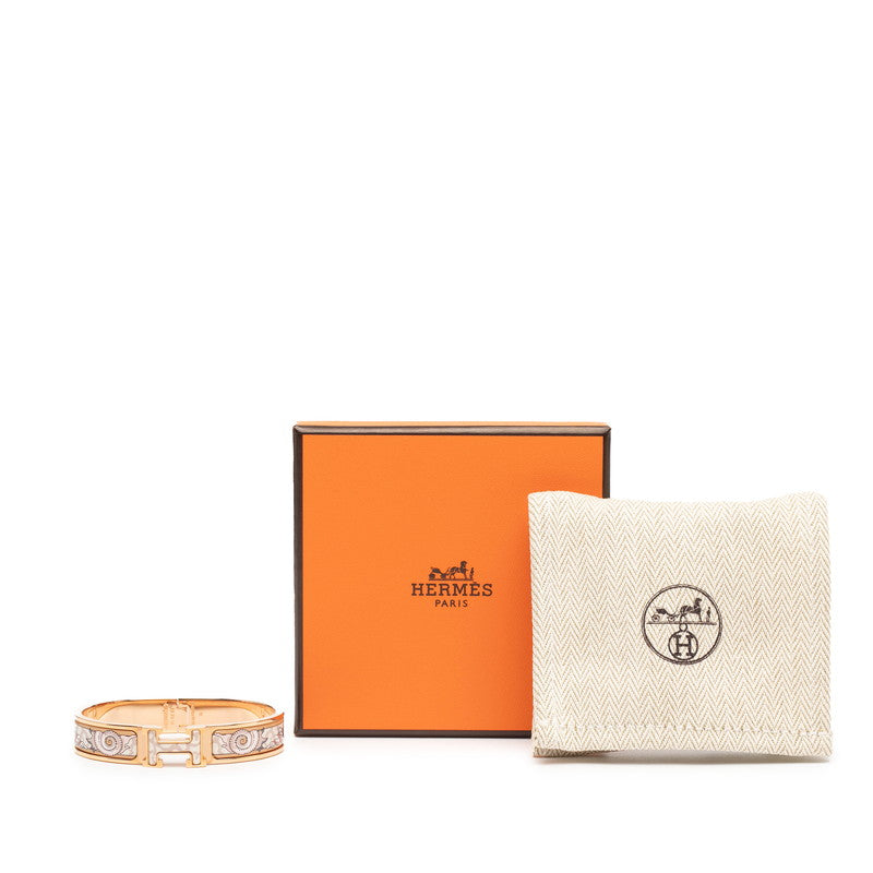 エルメス クリックH 貝殻 モチーフ バングル ピンクゴールド ホワイト マルチカラー メッキ レディース HERMES 【中古】