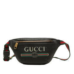 グッチ シェリーライン ボディバッグ ウエストバッグ 527792 ブラック レザー レディース GUCCI 中古