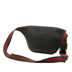 グッチ シェリーライン ボディバッグ ウエストバッグ 527792 ブラック レザー レディース GUCCI 中古