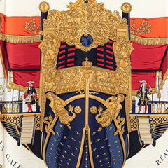 エルメス カレ90 VUE DU CAROSSE DE LA GALERE LA REALE クイーンの戴冠式 スカーフ ホワイト マルチカラー シルク レディース HERMES 【中古】