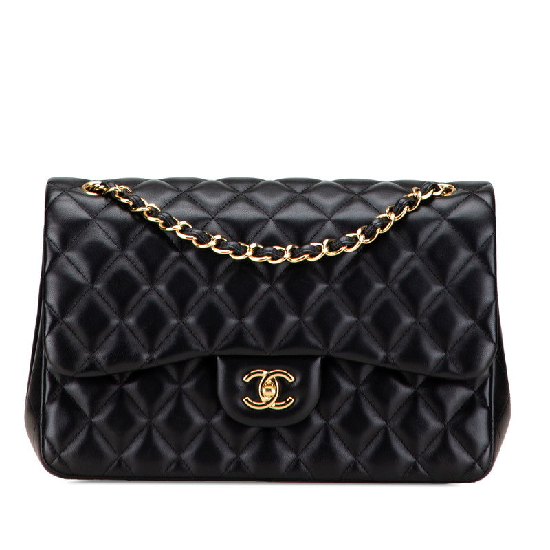 シャネル マトラッセ ココマーク Wフラップ チェーン ショルダーバッグ ハンドバッグ ブラック ラムスキン レディース CHANEL 【中古】
