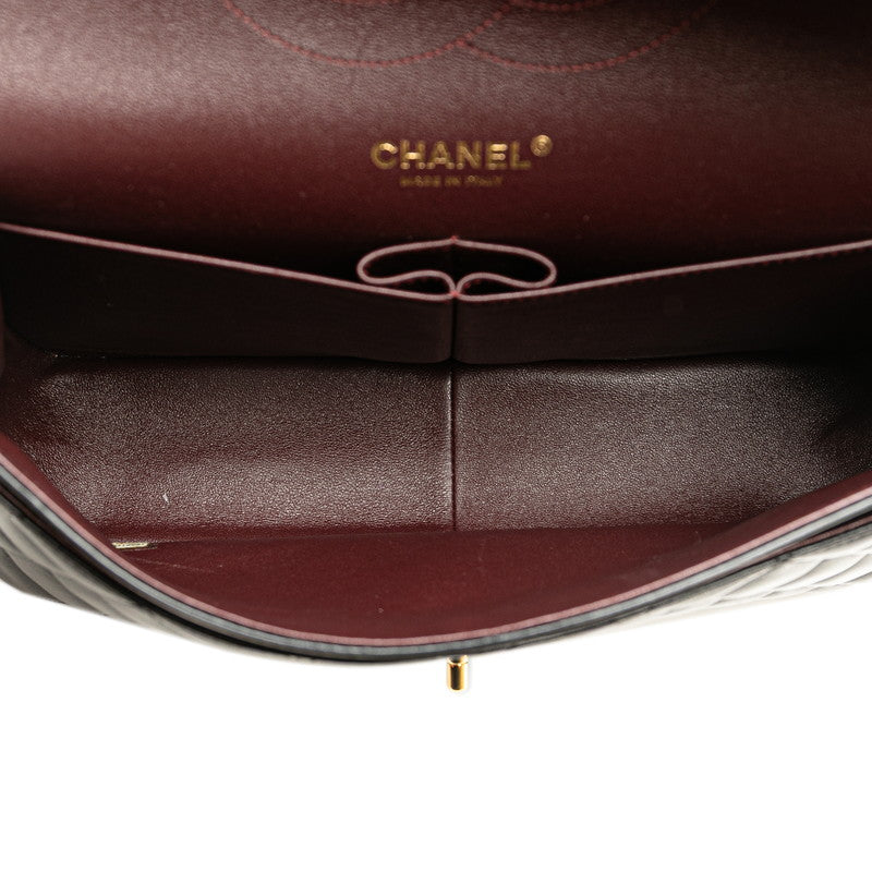 シャネル マトラッセ ココマーク Wフラップ チェーン ショルダーバッグ ハンドバッグ ブラック ラムスキン レディース CHANEL 【中古】