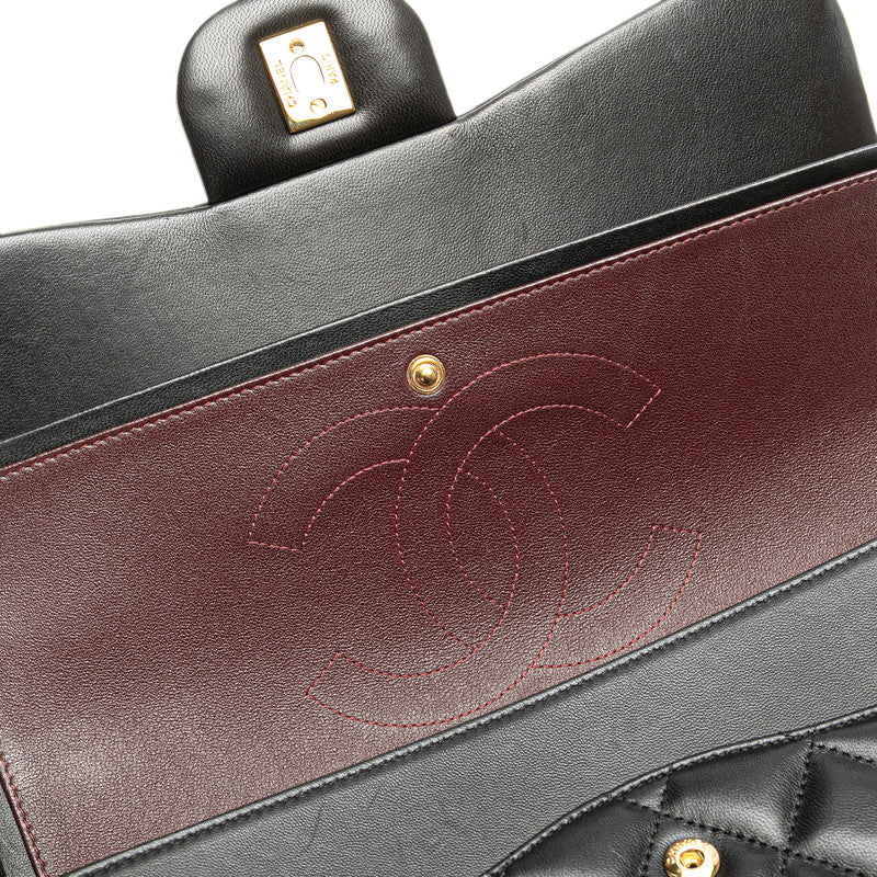 シャネル マトラッセ ココマーク Wフラップ チェーン ショルダーバッグ ハンドバッグ ブラック ラムスキン レディース CHANEL 【中古】