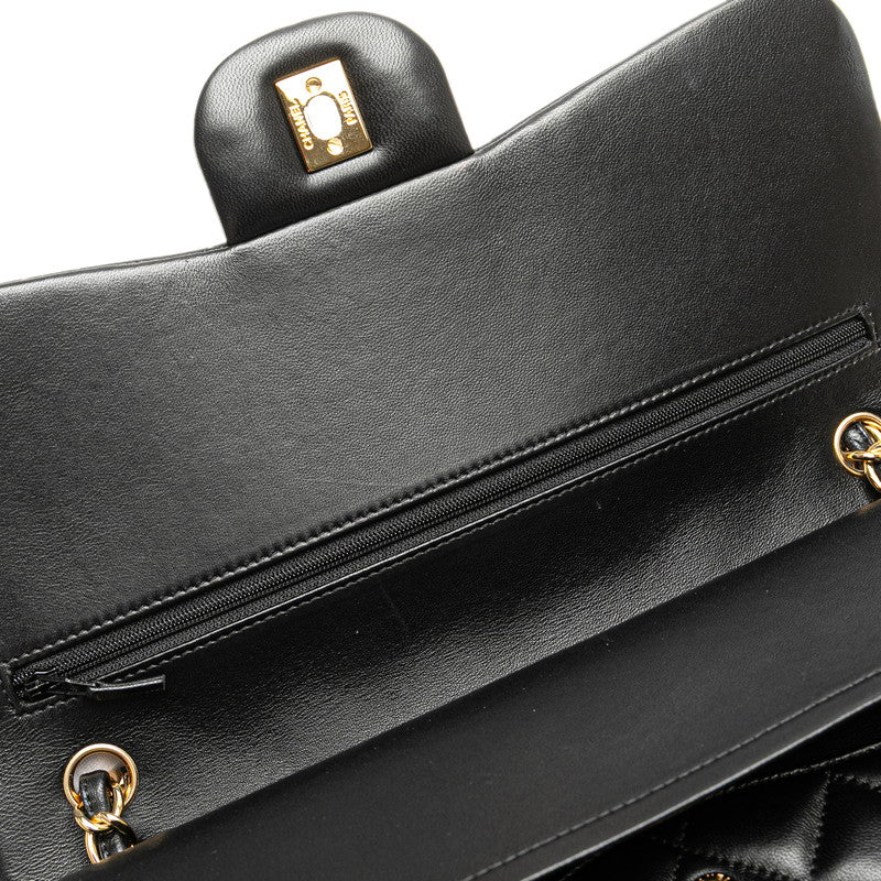 シャネル マトラッセ ココマーク Wフラップ チェーン ショルダーバッグ ハンドバッグ ブラック ラムスキン レディース CHANEL 【中古】