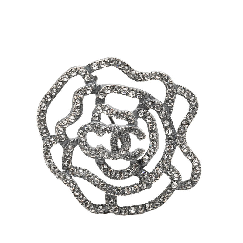シャネル ココマーク カメリア モチーフ ブローチ シルバー メタル ラインストーン レディース CHANEL 【中古】