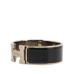 エルメス クリッククラックH GM ブレスレット シルバー ブラック メタル レディース HERMES 【中古】