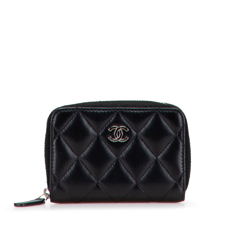 シャネル マトラッセ クラシック ジップコインパース ココマーク コインケース AP0216 ブラック ラムスキン レディース CHANEL 【中古】