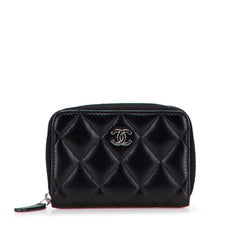 シャネル マトラッセ クラシック ジップコインパース ココマーク コインケース AP0216 ブラック ラムスキン レディース CHANEL 【中古】