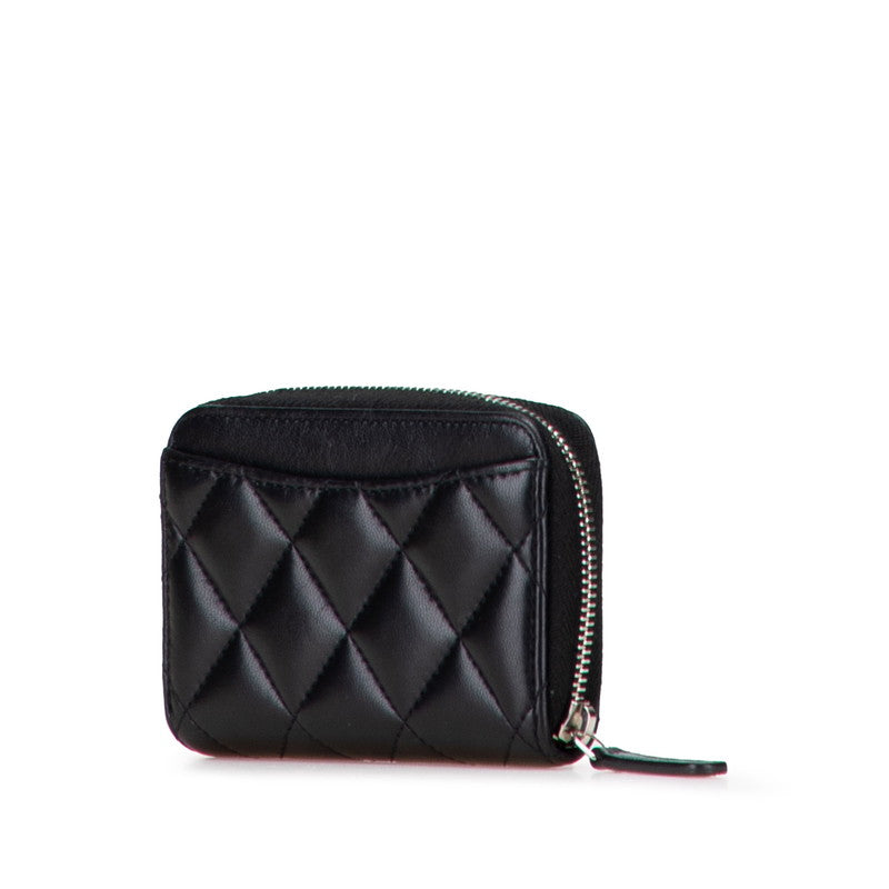 シャネル マトラッセ クラシック ジップコインパース ココマーク コインケース AP0216 ブラック ラムスキン レディース CHANEL 【中古】