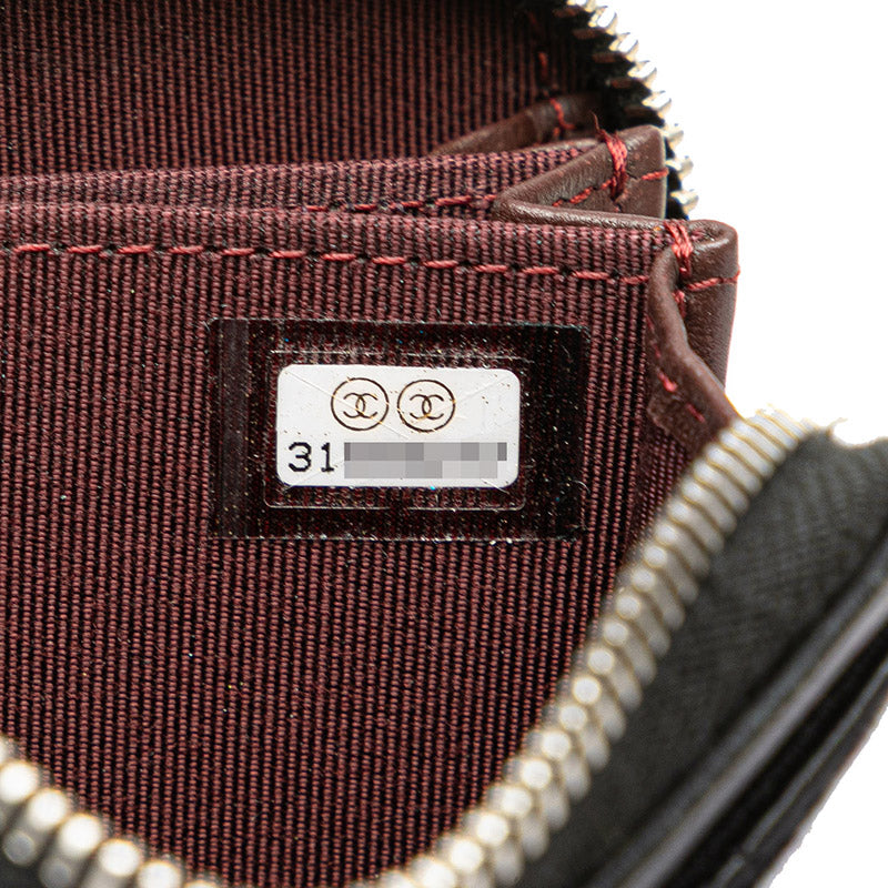 シャネル マトラッセ クラシック ジップコインパース ココマーク コインケース AP0216 ブラック ラムスキン レディース CHANEL 【中古】
