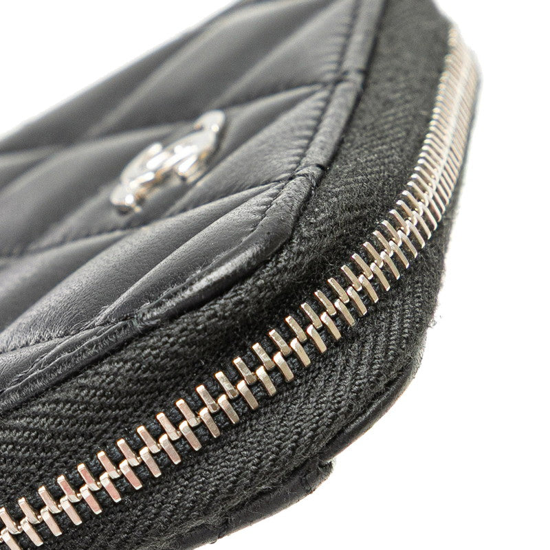 シャネル マトラッセ クラシック ジップコインパース ココマーク コインケース AP0216 ブラック ラムスキン レディース CHANEL 【中古】