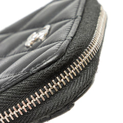 シャネル マトラッセ クラシック ジップコインパース ココマーク コインケース AP0216 ブラック ラムスキン レディース CHANEL 【中古】