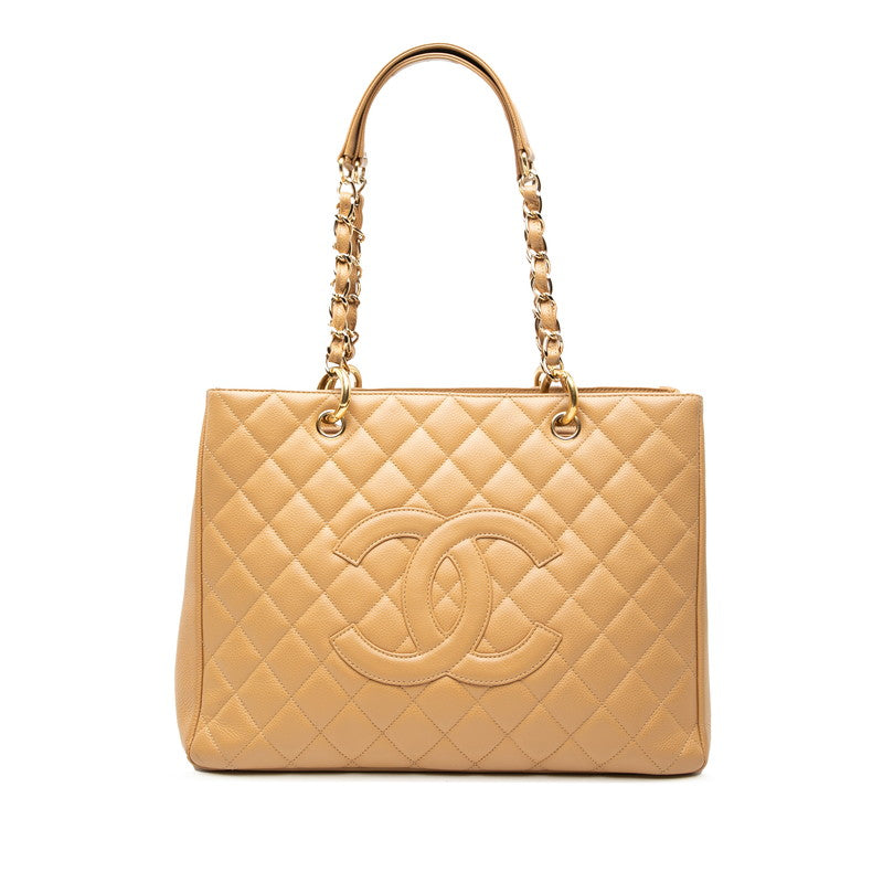 シャネル ココマーク マトラッセ GST チェーン トートバッグ A50995 ベージュ キャビアスキン レディース CHANEL 【中古】