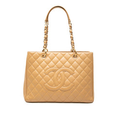 シャネル ココマーク マトラッセ GST チェーン トートバッグ A50995 ベージュ キャビアスキン レディース CHANEL 【中古】