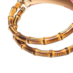 グッチ バンブー ハンドバッグ 137395 ピンク ブラウン マルチカラー キャンバス レザー レディース GUCCI 【中古】