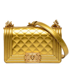 シャネル ココマーク マトラッセ ボーイシャネル チェーン ショルダーバッグ ゴールド パテントレザー レディース CHANEL 【中古】