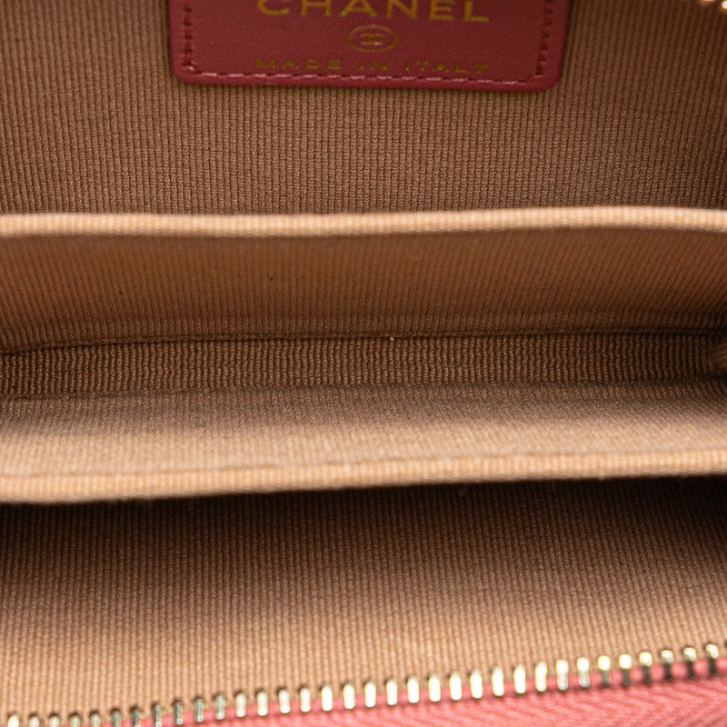 シャネル マトラッセ ココマーク カードケース コインケース ピンク キャビアスキン レディース CHANEL 【中古】