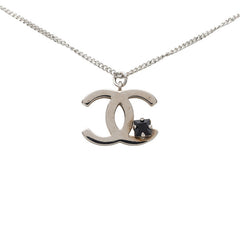 シャネル ココマーク ペンダント ネックレス 05P シルバー メタル ブラックストーン レディース CHANEL 【中古】