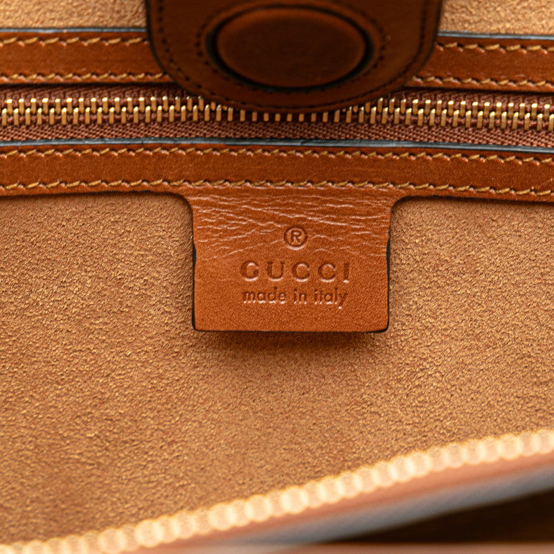 グッチ ロゴ ショルダーバッグ ハンドバッグ 2WAY 409530 ブラック ブラウン レザー レディース GUCCI 【中古】