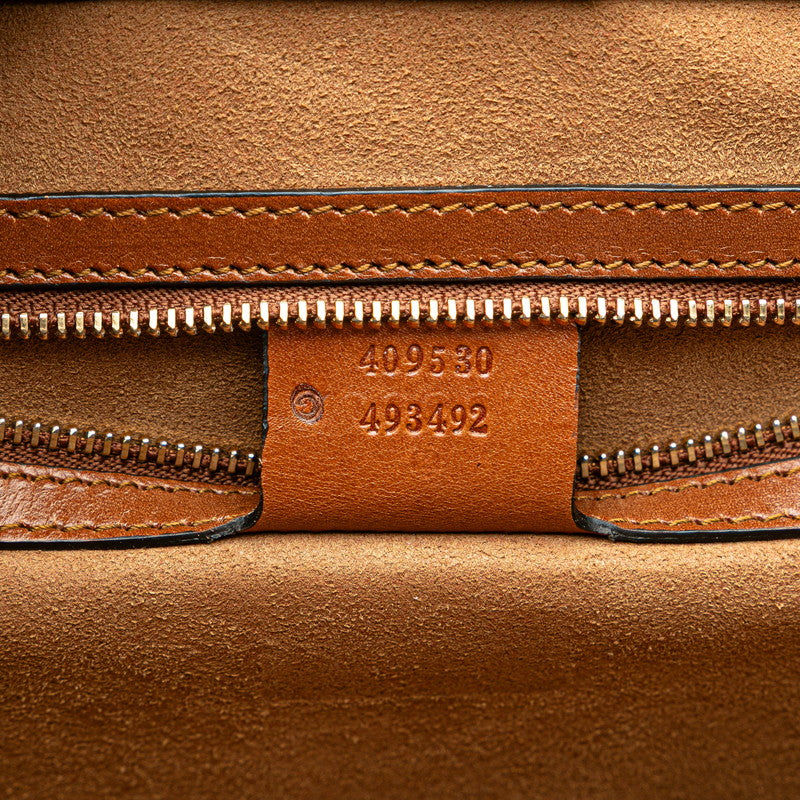 グッチ ロゴ ショルダーバッグ ハンドバッグ 2WAY 409530 ブラック ブラウン レザー レディース GUCCI 【中古】
