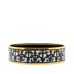 エルメス エマイユGM ガダルキヴィール バングル ブラック ゴールド メッキ レディース HERMES 【中古】