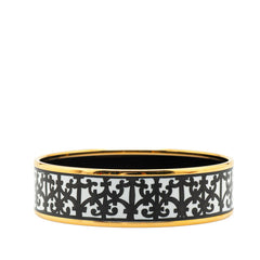 エルメス エマイユGM ガダルキヴィール バングル ブラック ゴールド メッキ レディース HERMES 【中古】