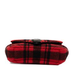 サンローラン ベイビーチャイ チェーン ショルダーバッグ 399289 レッド ブラック ウール レザー レディース SAINT LAURENT 【中古】