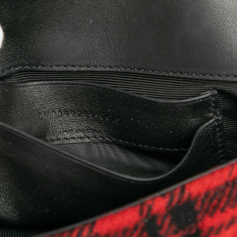 サンローラン ベイビーチャイ チェーン ショルダーバッグ 399289 レッド ブラック ウール レザー レディース SAINT LAURENT 【中古】
