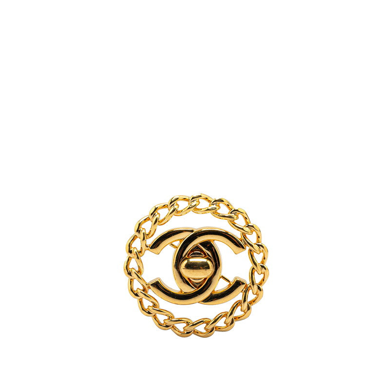 シャネル ココマーク ターンロック チェーン ブローチ ゴールド メッキ レディース CHANEL 【中古】