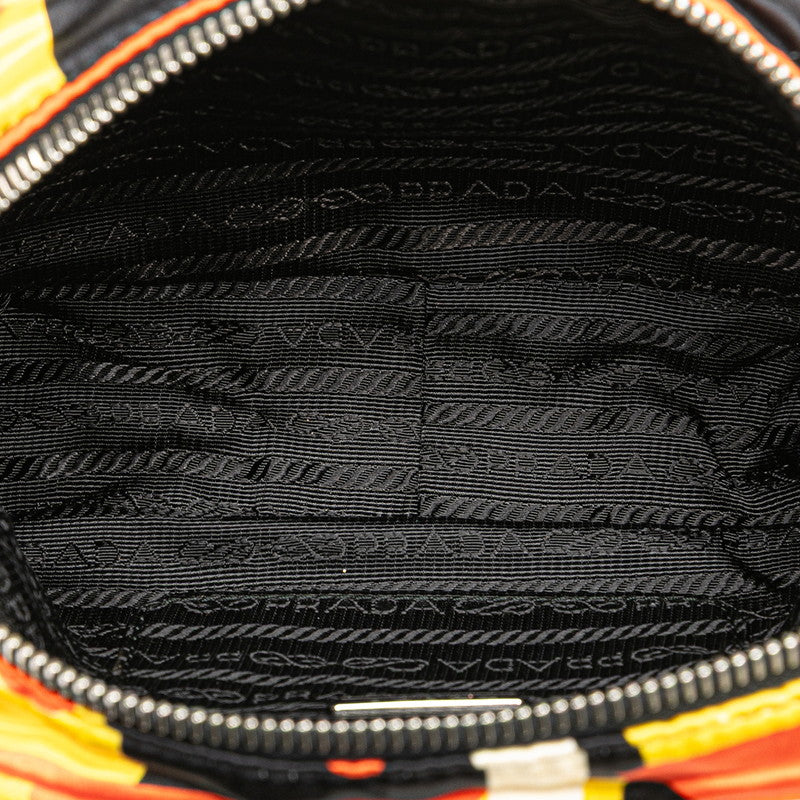 プラダ リボン 総柄 斜め掛け チェーン ショルダーバッグ ポーチ BT0767 マルチカラー ナイロン レディース PRADA 【中古】