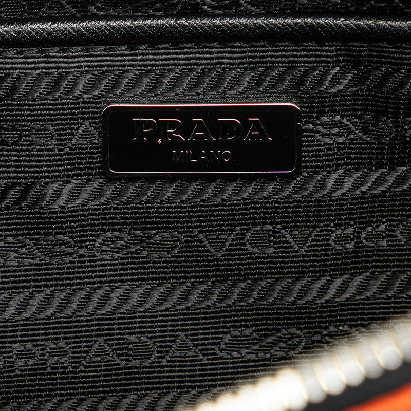 プラダ リボン 総柄 斜め掛け チェーン ショルダーバッグ ポーチ BT0767 マルチカラー ナイロン レディース PRADA 【中古】