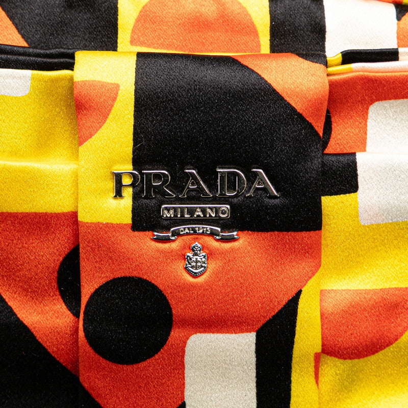 プラダ リボン 総柄 斜め掛け チェーン ショルダーバッグ ポーチ BT0767 マルチカラー ナイロン レディース PRADA 【中古】