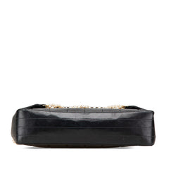 シャネル チョコバー ショルダーバッグ ブラック ラムスキン フェイクパール レディース CHANEL 【中古】