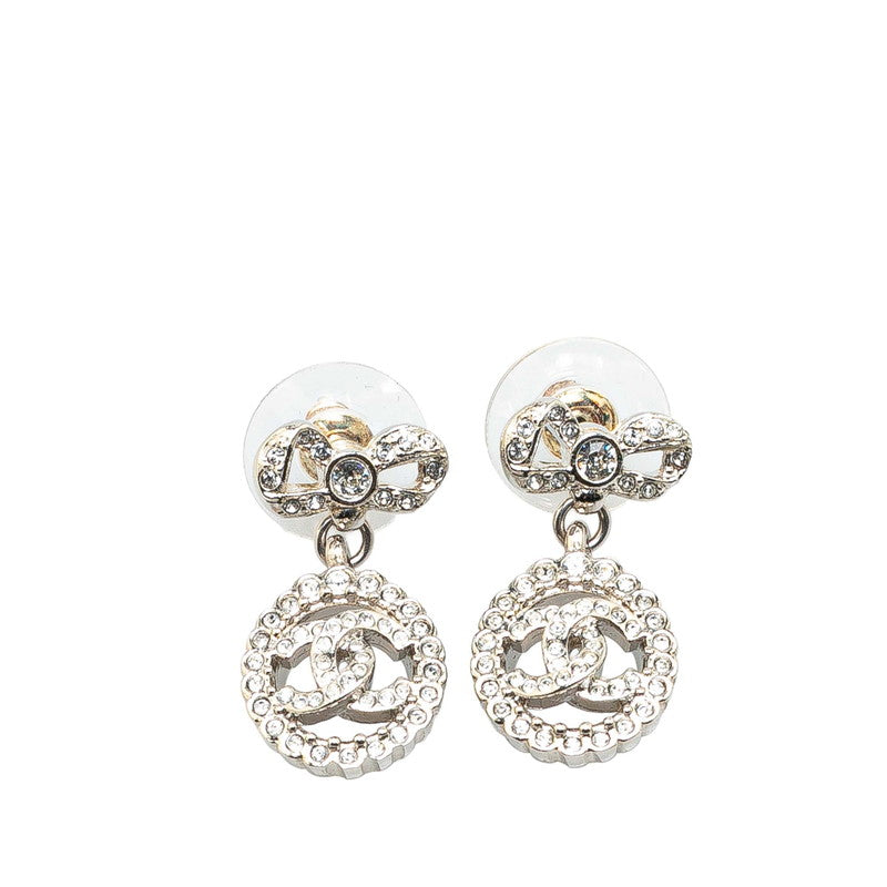 シャネル ココマーク リボン モチーフ ラインストーン スタッドピアス シルバー メタル レディース CHANEL 【中古】