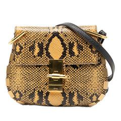 クロエ ドリュー パイソン 斜め掛け ショルダーバッグ ベージュ ブラック レザー レディース Chloe 【中古】