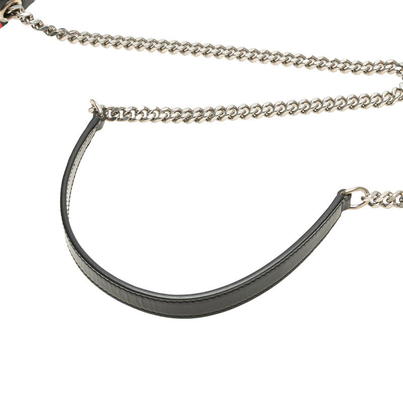 サンローラン リップスティック 口紅 モチーフ チェーン ショルダーバッグ ブラック レザー エナメル レディース SAINT LAURENT 【中古】