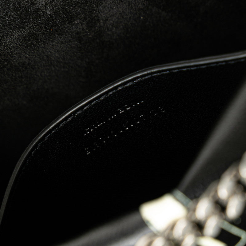 サンローラン リップスティック 口紅 モチーフ チェーン ショルダーバッグ ブラック レザー エナメル レディース SAINT LAURENT 【中古】